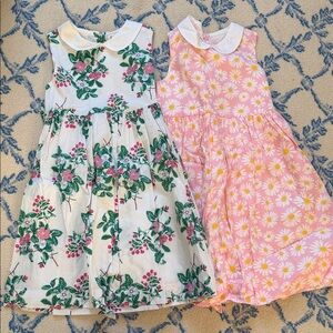 Rachel Riley Green and Pink Floral Kids Dresses